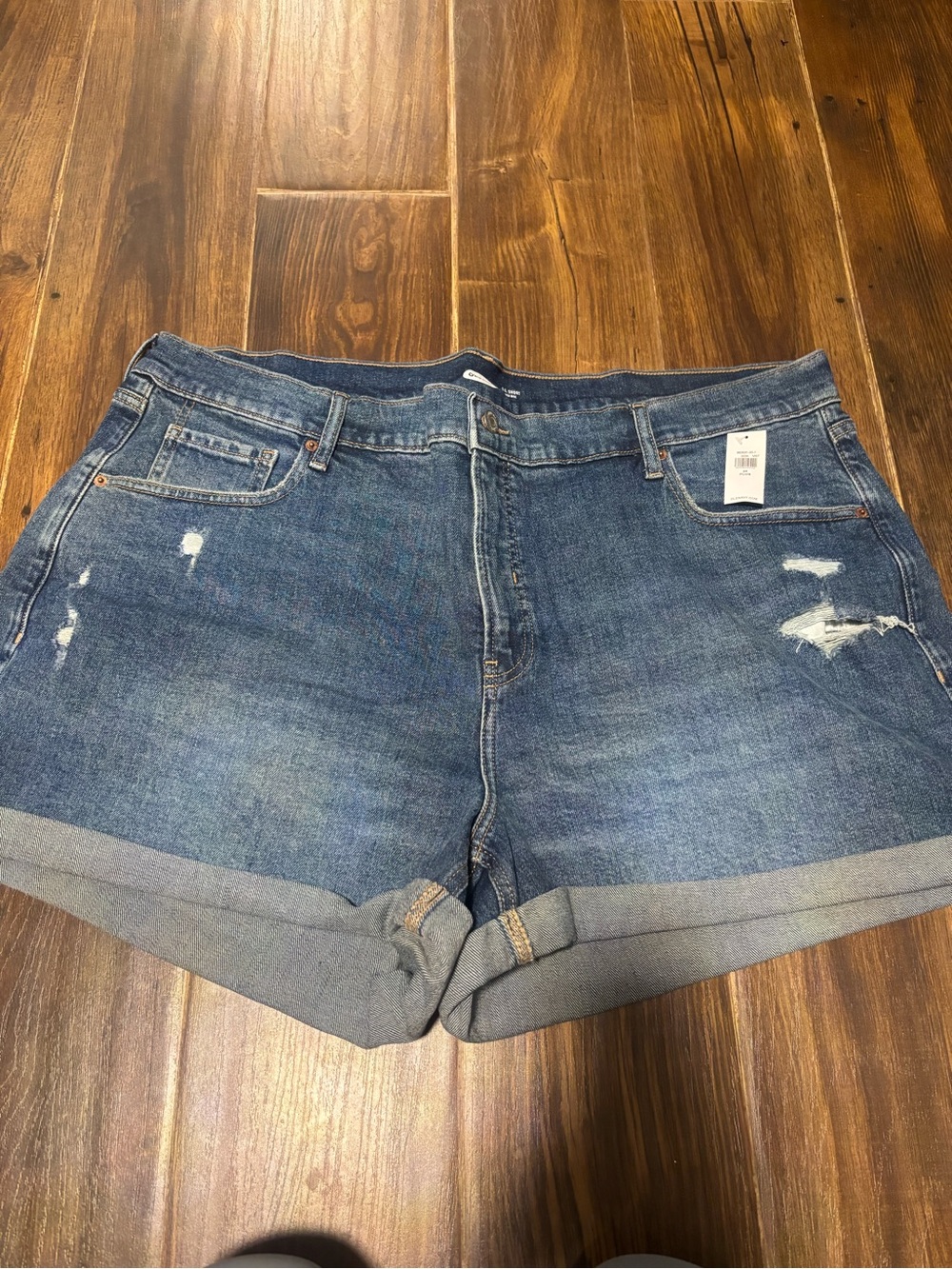 Old Navy Distressed Rolled-Hem Denim Shorts - Blue